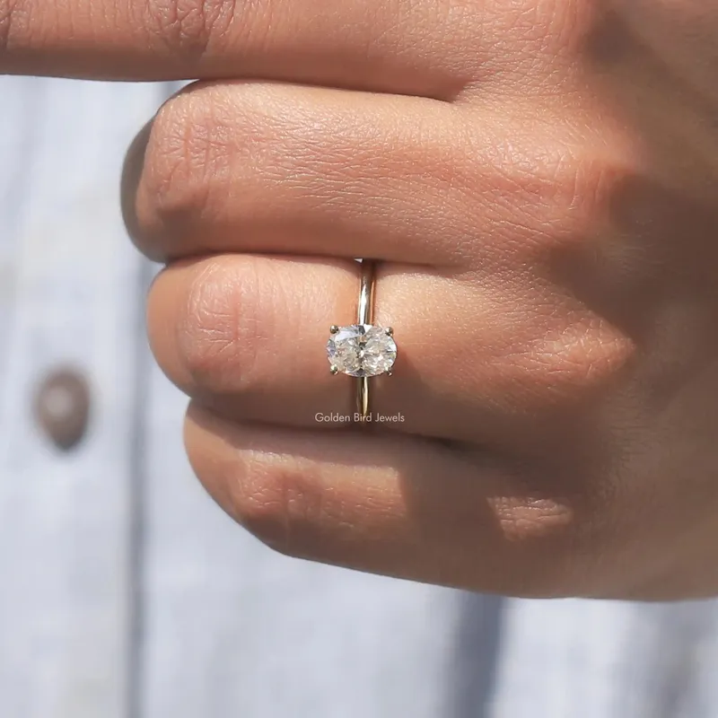 Moissanite Oval Cut Hidden Halo Ring view 8