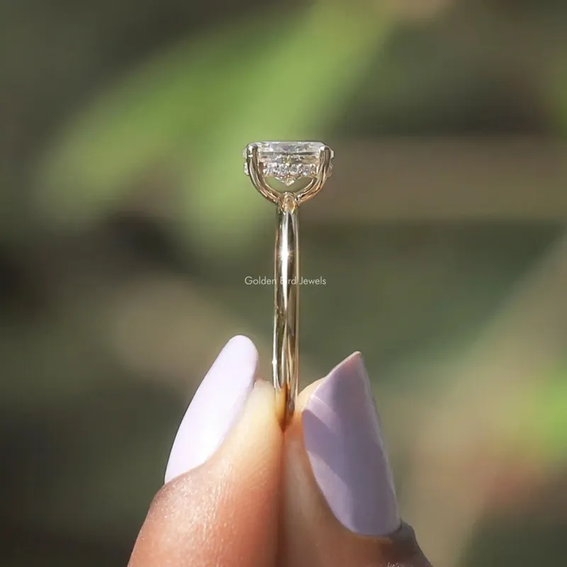 Moissanite Oval Cut Hidden Halo Ring view 2