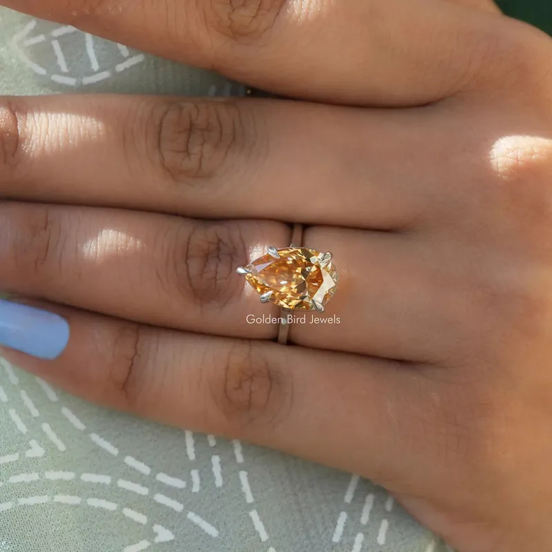 Moissanite Pear Cut Solitaire Setting Wedding Ring view 7