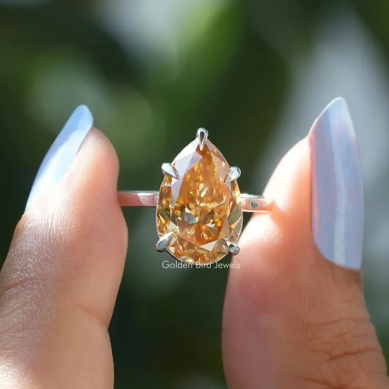 Moissanite Pear Cut Solitaire Setting Wedding Ring pear cut engagement ring