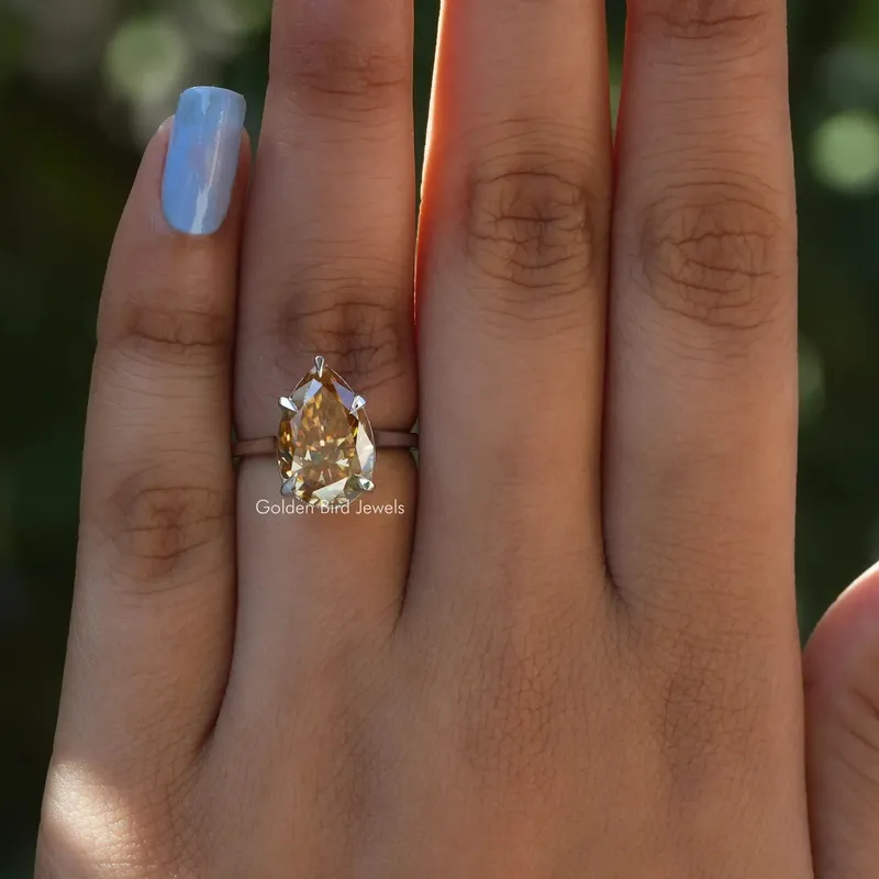 Moissanite Pear Cut Solitaire Setting Wedding Ring view 3
