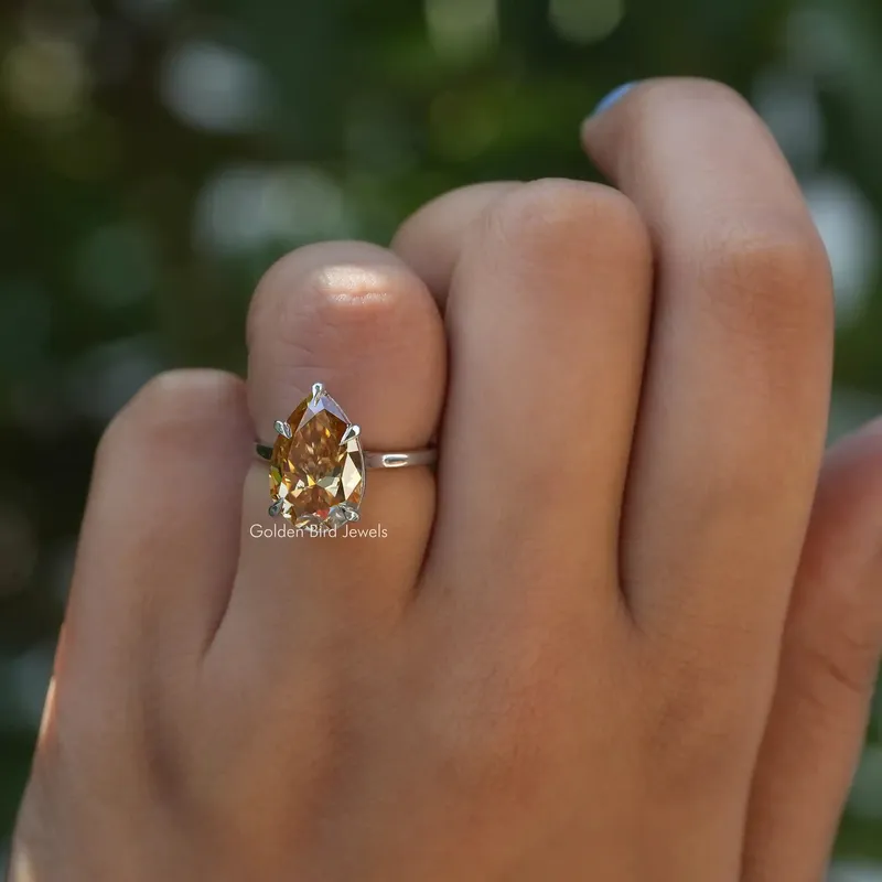 Moissanite Pear Cut Solitaire Setting Wedding Ring view 2