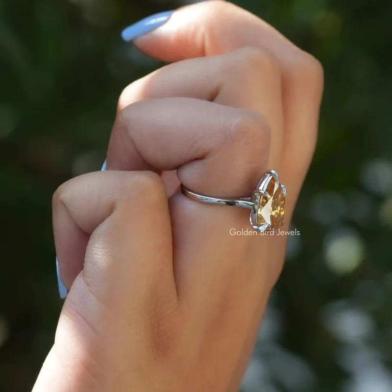 Moissanite Pear Cut Solitaire Setting Wedding Ring view 8