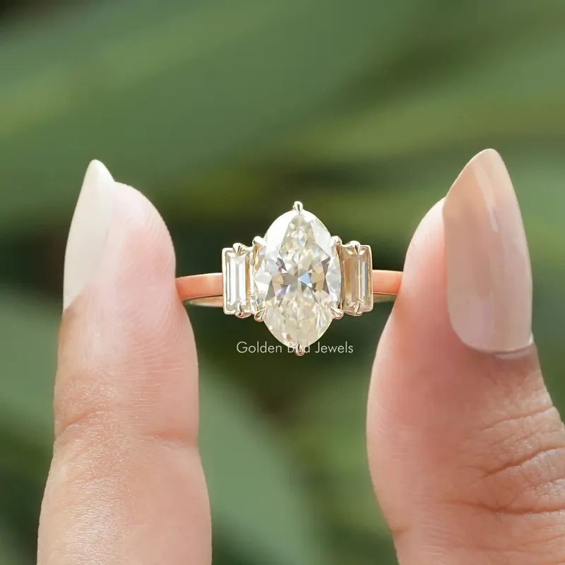 Moval Cut Moissanite Three Stone Engagement Ring engagement ring