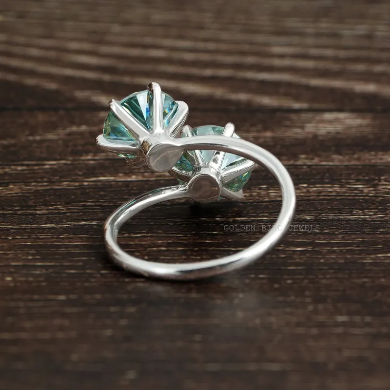 OEC Blue Round Two Stone Moissanite Ring view 9