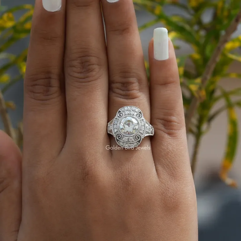 OEC Round Cut Moissanite Handmade Engagement Ring view 2