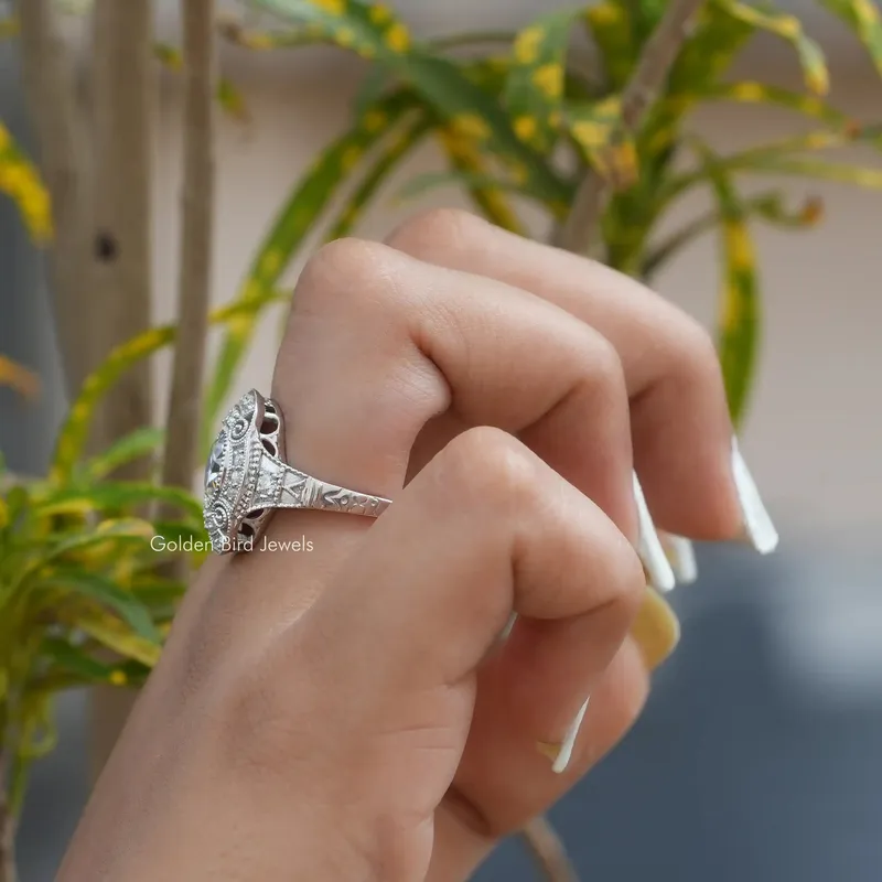 OEC Round Cut Moissanite Handmade Engagement Ring view 7
