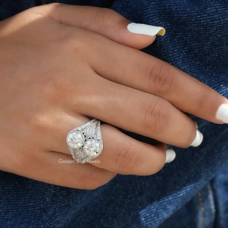 OEC Round Cut Moissanite Vintage Engagement Ring view 5