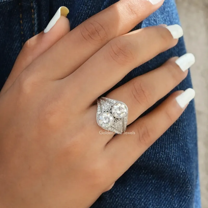 OEC Round Cut Moissanite Vintage Engagement Ring view 2