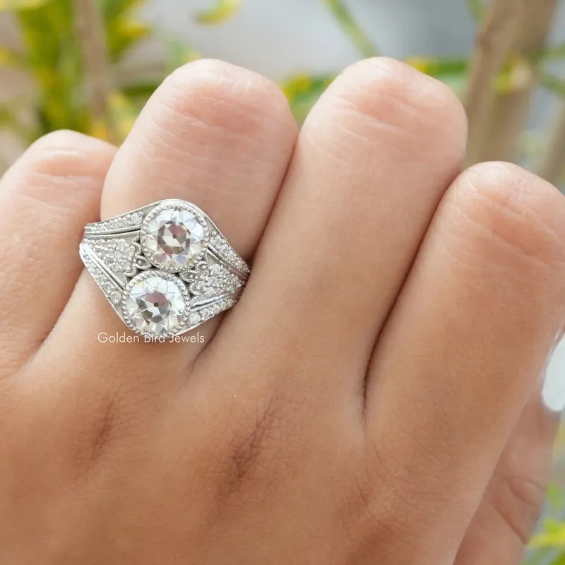 OEC Round Cut Moissanite Vintage Engagement Ring view 3