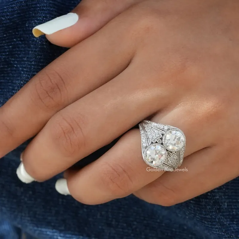OEC Round Cut Moissanite Vintage Engagement Ring view 6