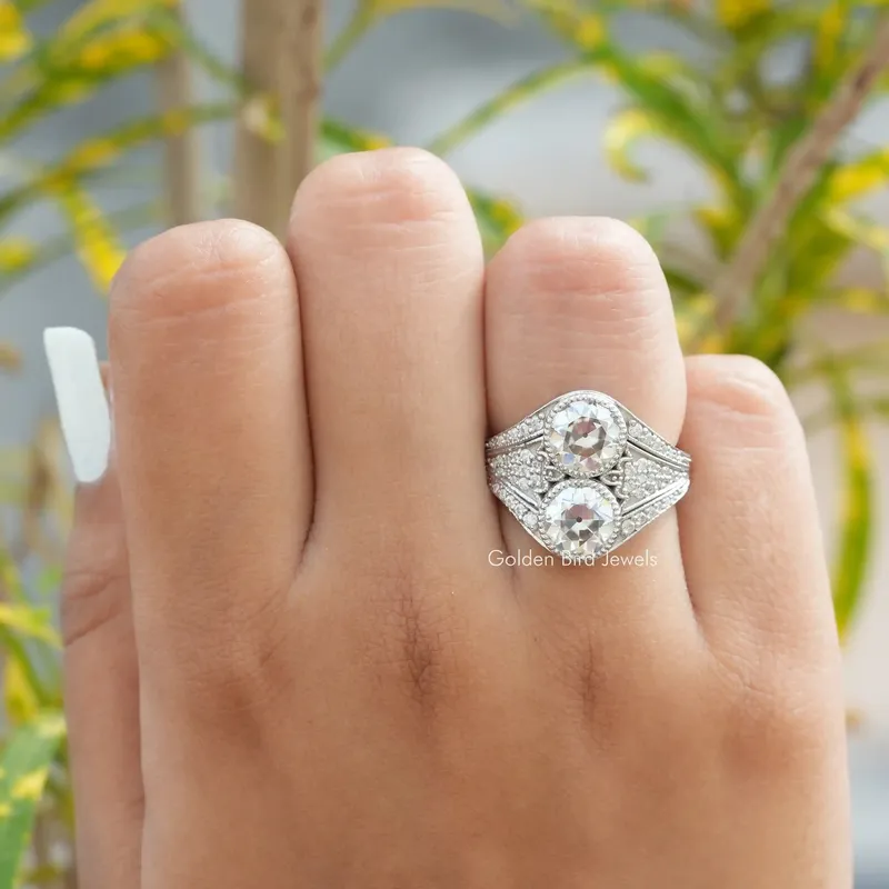 OEC Round Cut Moissanite Vintage Engagement Ring round cut engagement ring