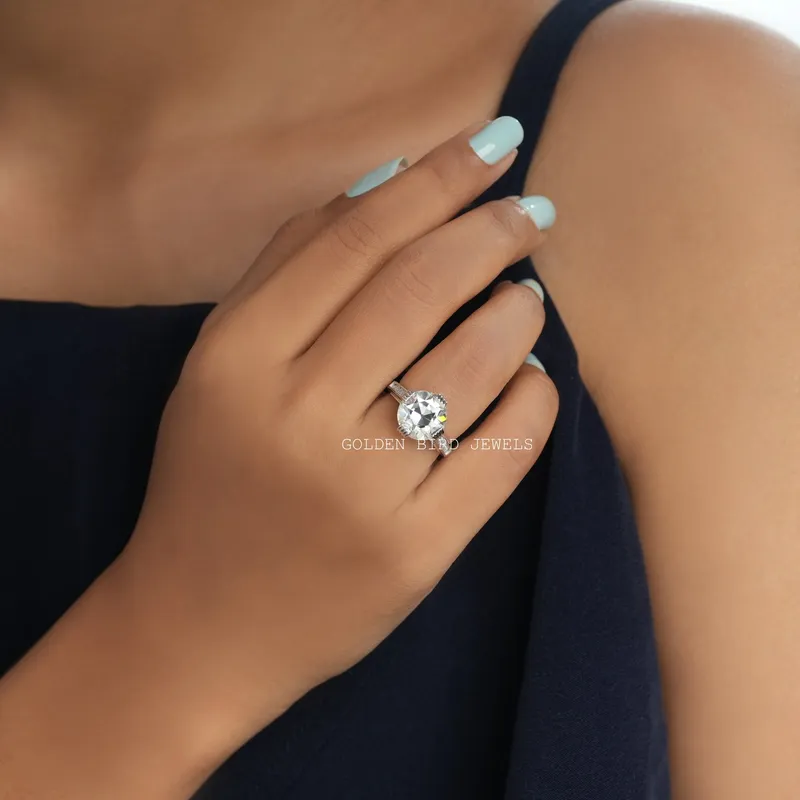 OEC Round Cut Vintage Moissanite Engagement Ring vy 6