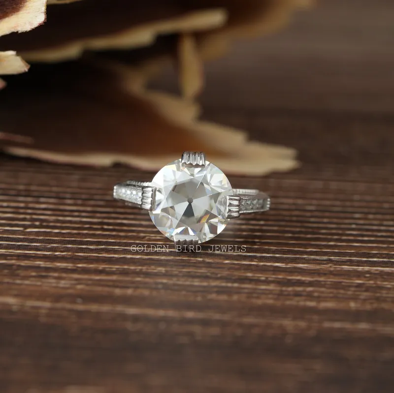 OEC Round Cut Vintage Moissanite Engagement Ring vy 2