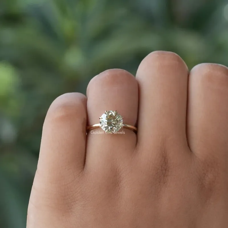 OEC Round Light Yellow Solitaire Moissanite Engagement Ring vy 4