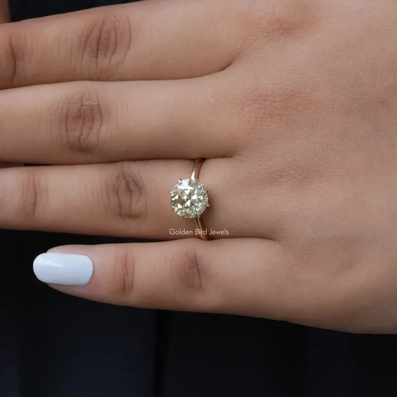 OEC Round Light Yellow Solitaire Moissanite Engagement Ring vy 5