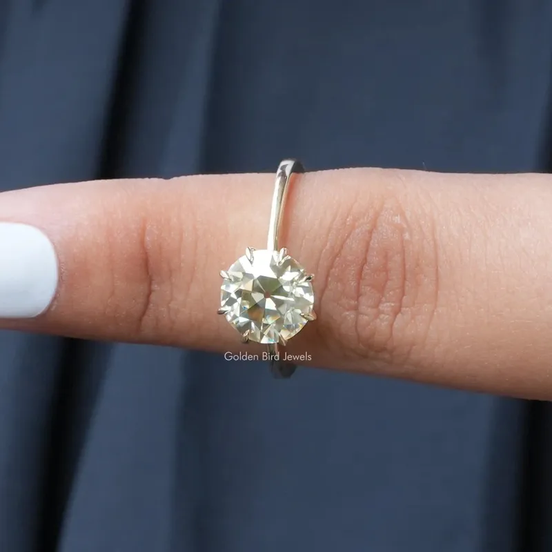 OEC Round Light Yellow Solitaire Moissanite Engagement Ring vy 6