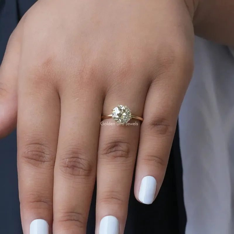 OEC Round Light Yellow Solitaire Moissanite Engagement Ring vy 7