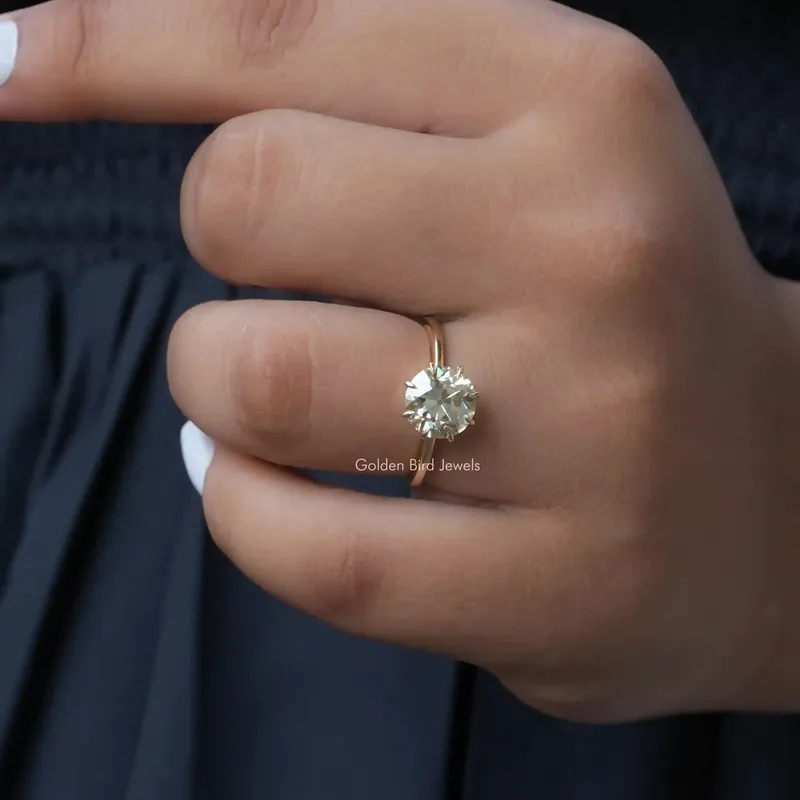 OEC Round Light Yellow Solitaire Moissanite Engagement Ring vy 8