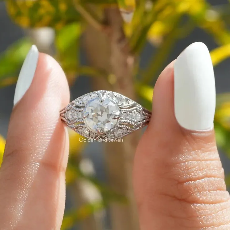 OEC Round Moissanite Art Deco Engagement Ring engagement ring