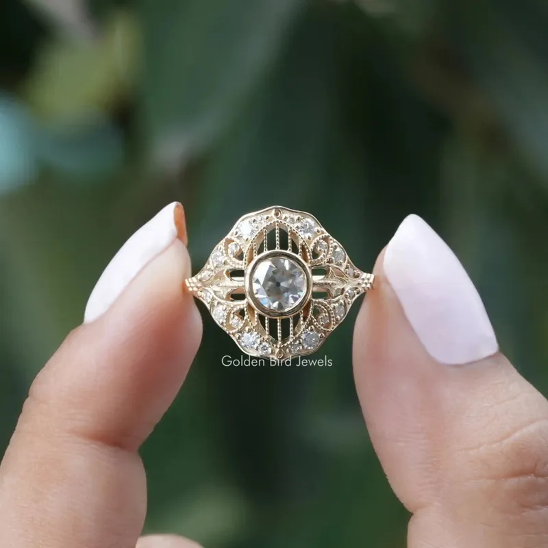 OEC Round Moissanite Vintage Engagement Ring engagement ring