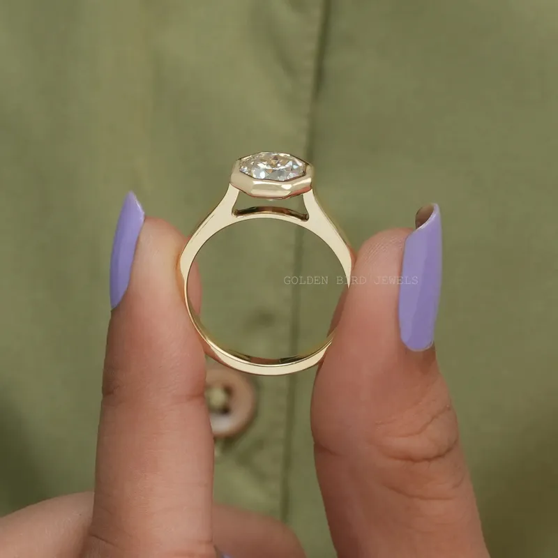 Octagon Cut Moissanite Solitaire Engagement Ring view 5