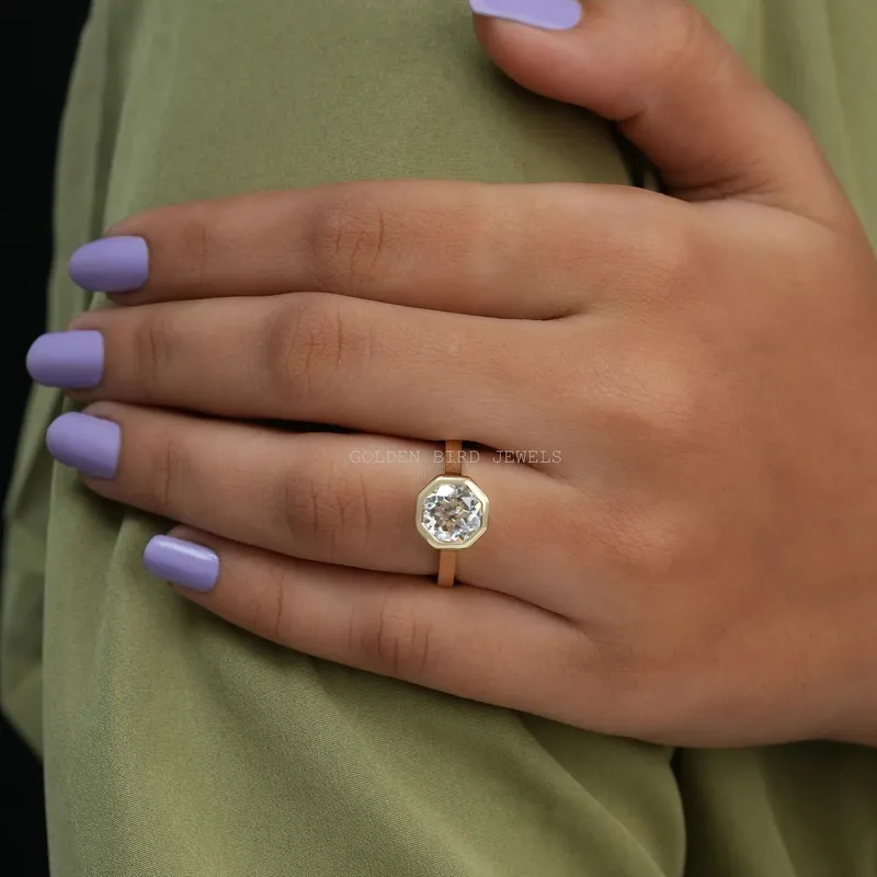 Octagon Cut Moissanite Solitaire Engagement Ring view 2