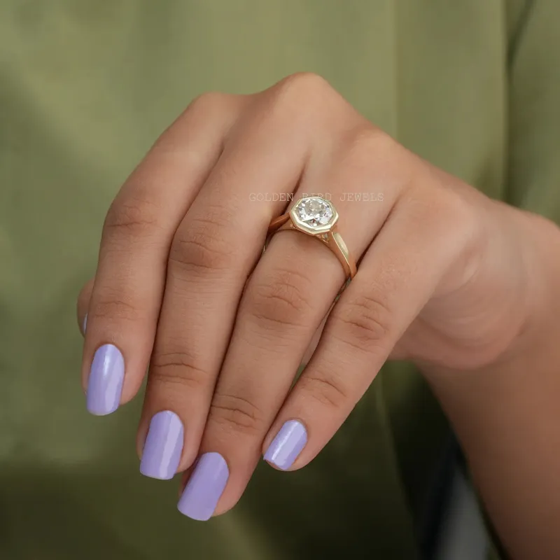 Octagon Cut Moissanite Solitaire Engagement Ring view 4