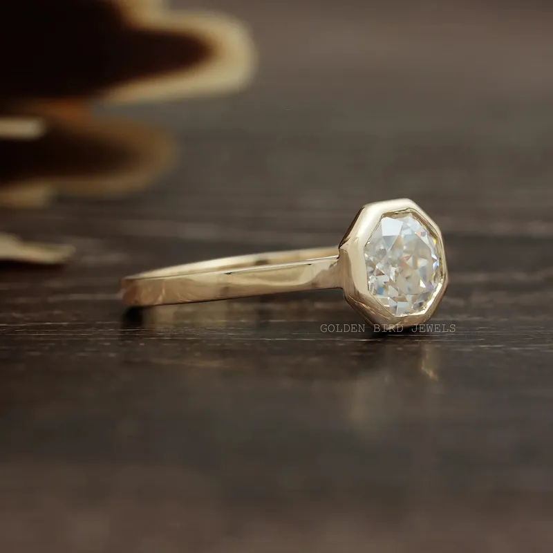 Octagon Cut Moissanite Solitaire Engagement Ring view 7