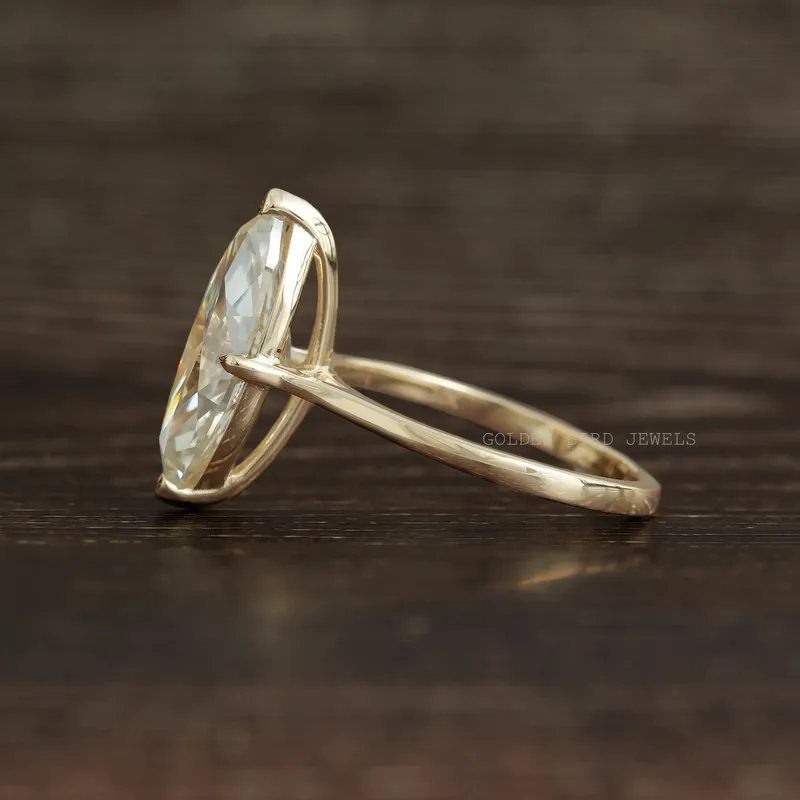 Off White Marquise Cut Moissanite Solitaire Ring vy 8