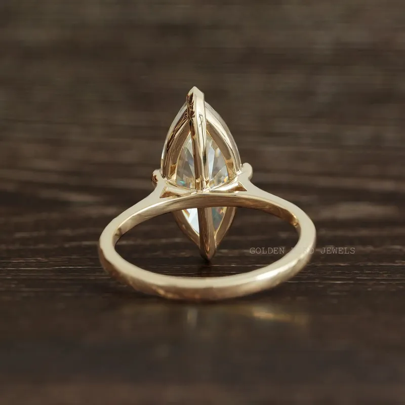 Off White Marquise Cut Moissanite Solitaire Ring vy 10