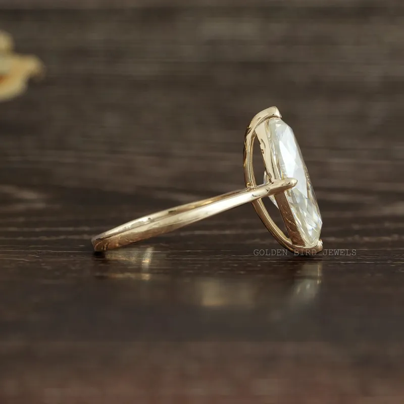 Off White Marquise Cut Moissanite Solitaire Ring vy 7