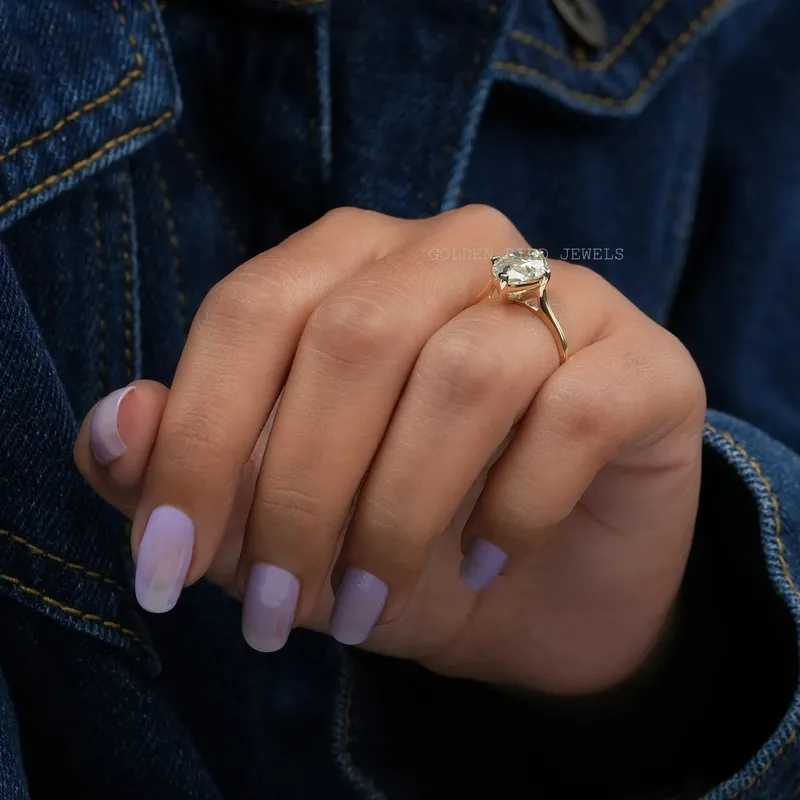 Off White Marquise Cut Moissanite Solitaire Ring vy 5