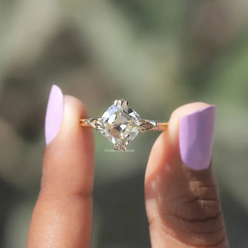 Off White Old Mine Cushion Cut Moissanite Ring cushion cut engagement ring