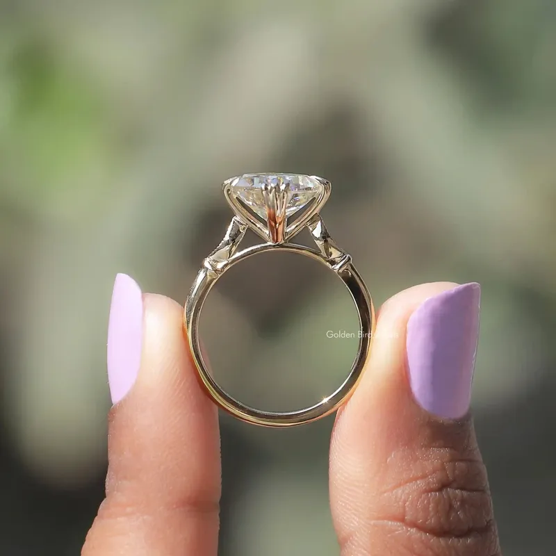 Off White Old Mine Cushion Cut Moissanite Ring view 2