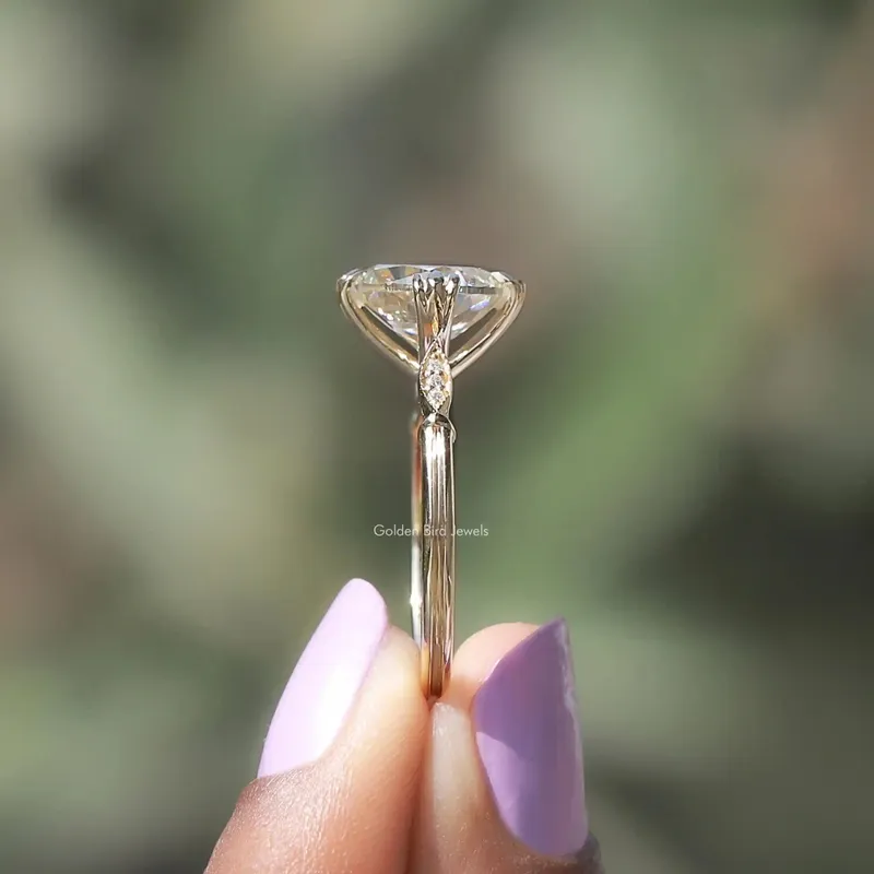 Off White Old Mine Cushion Cut Moissanite Ring view 3