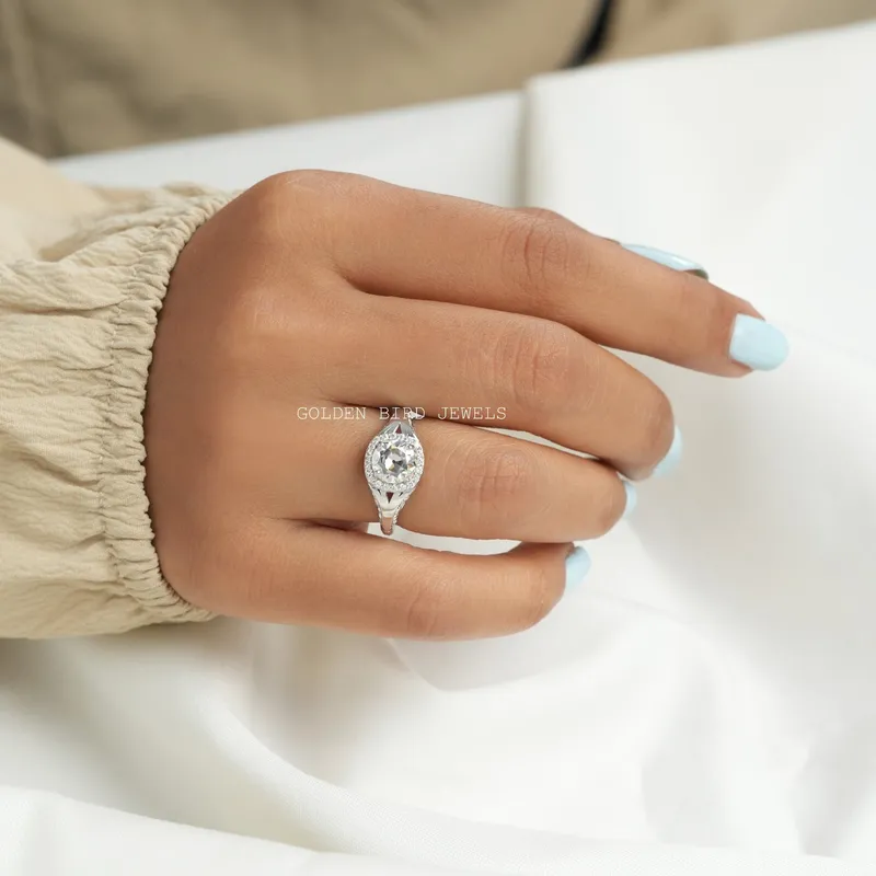 Old Cut European Round Moissanite Halo Ring view 5