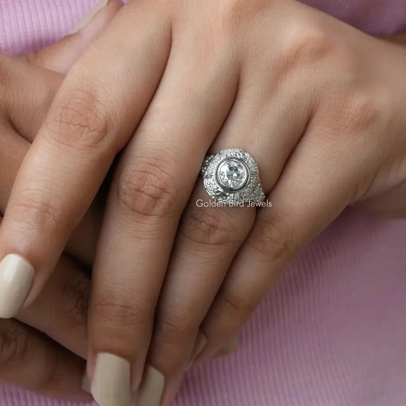 Old European Cut Moissanite Vintage Engagement Ring vy 7