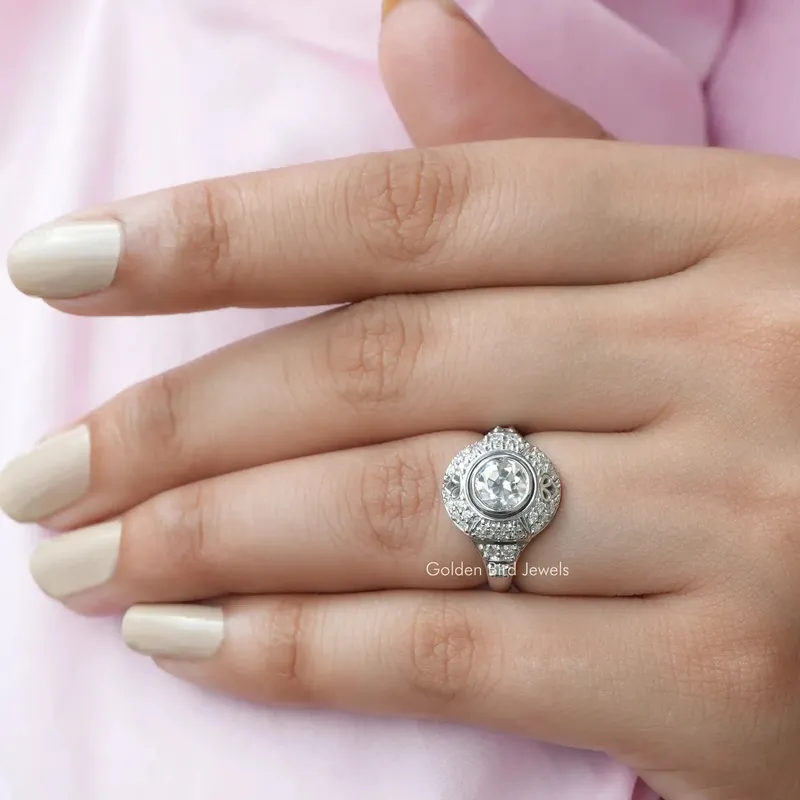 Old European Cut Moissanite Vintage Engagement Ring vy 6
