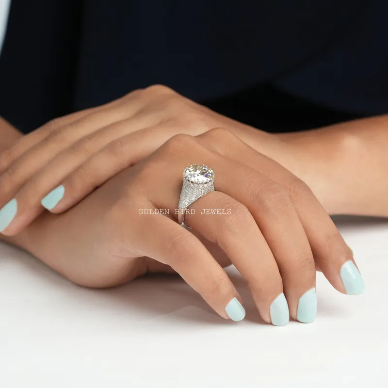 Old European Cut Round Moissanite Ring view 4