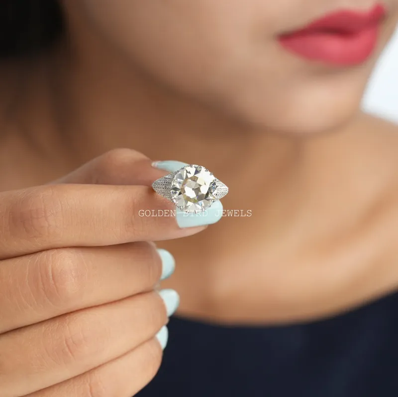 Old European Cut Round Moissanite Ring view 3