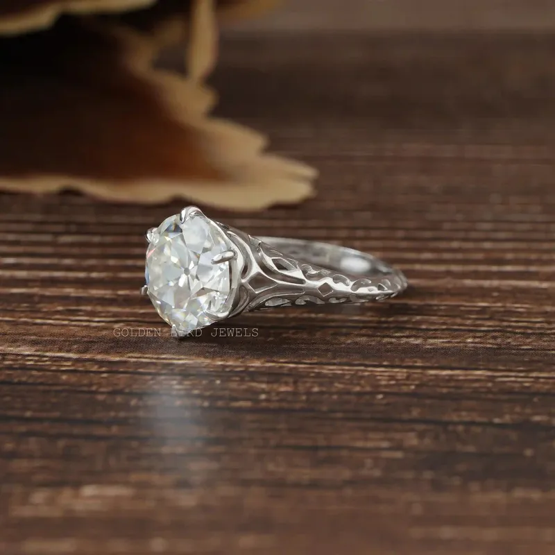 Old European Cut Round Moissanite Vintage Ring view 4