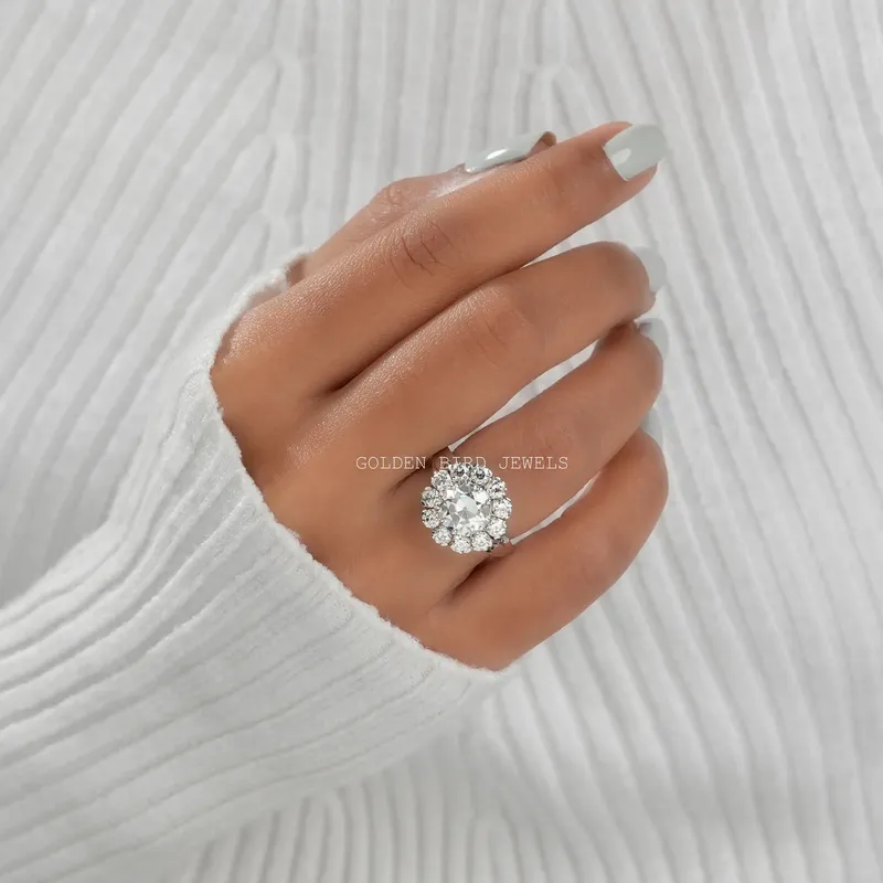 Old European Round Cut Floral Style Moissanite Ring vy 3