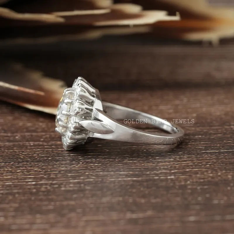 Old European Round Cut Floral Style Moissanite Ring vy 8