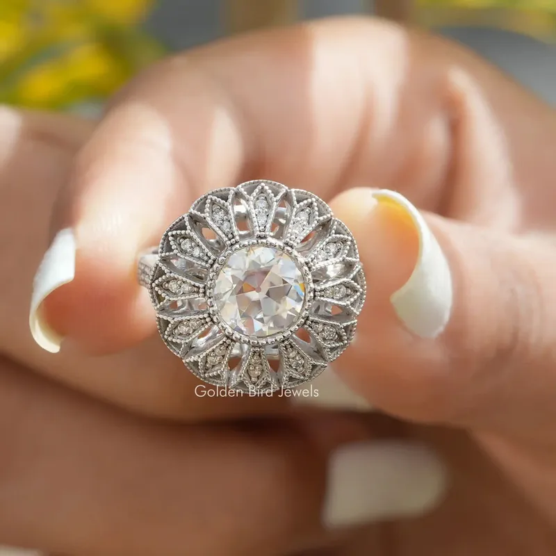 Old European Round Cut Floral Style Vintage Ring engagement ring