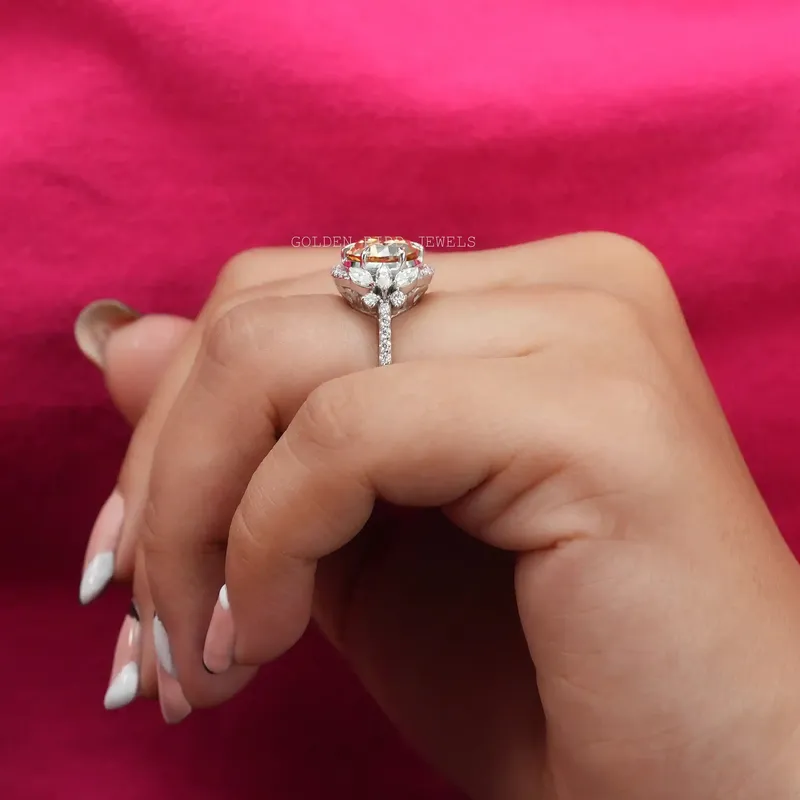 Old European Round Cut Halo Cluster Ring view 6