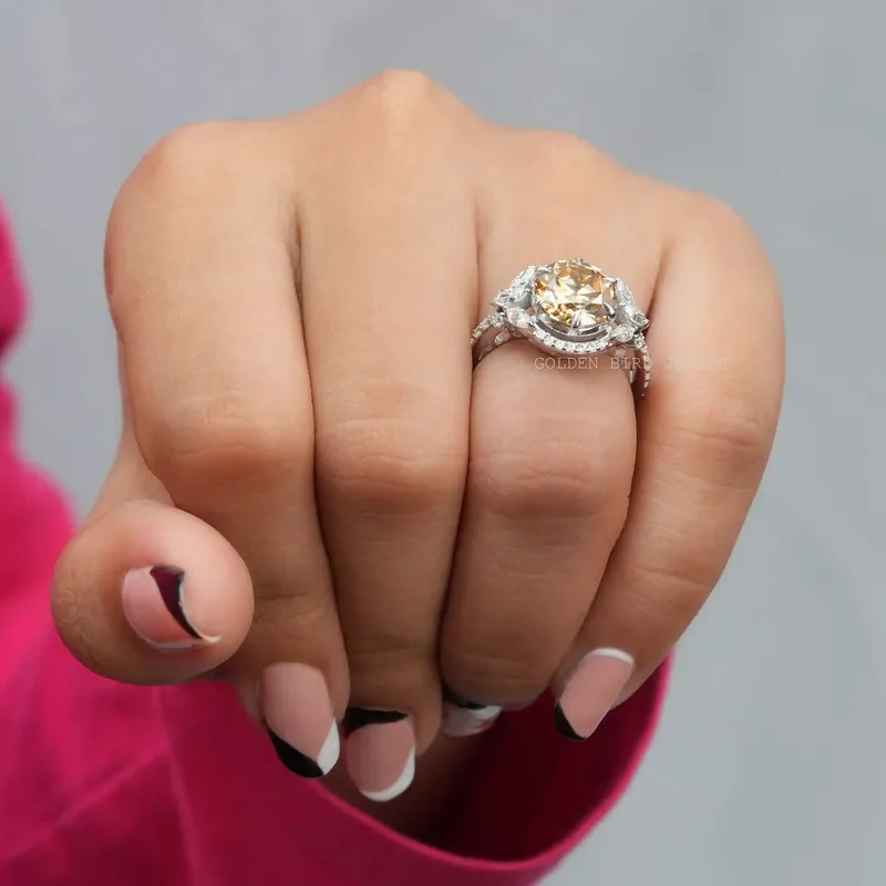 Old European Round Cut Halo Cluster Ring view 4