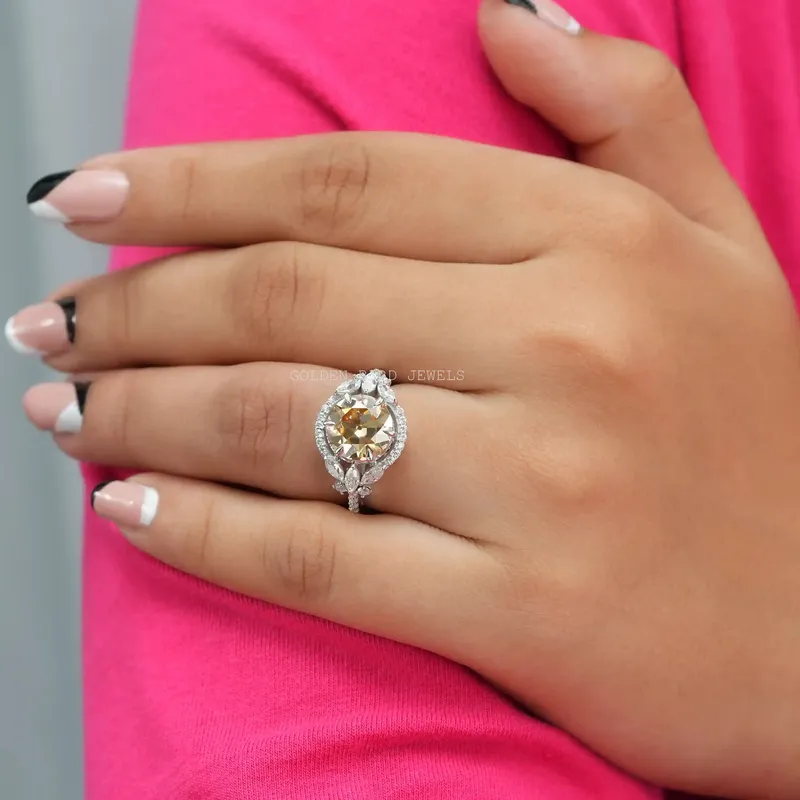 Old European Round Cut Halo Cluster Ring view 2