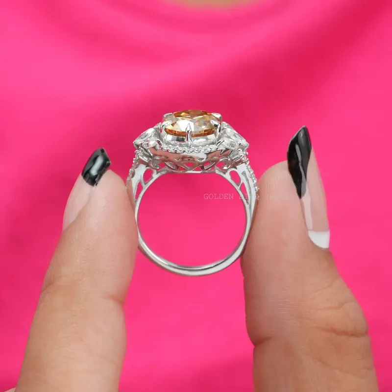 Old European Round Cut Halo Cluster Ring view 8