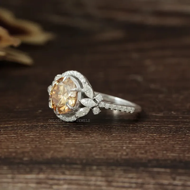 Old European Round Cut Halo Cluster Ring view 3